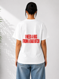 Hug Me, I’m Trouble Tee — White / Black