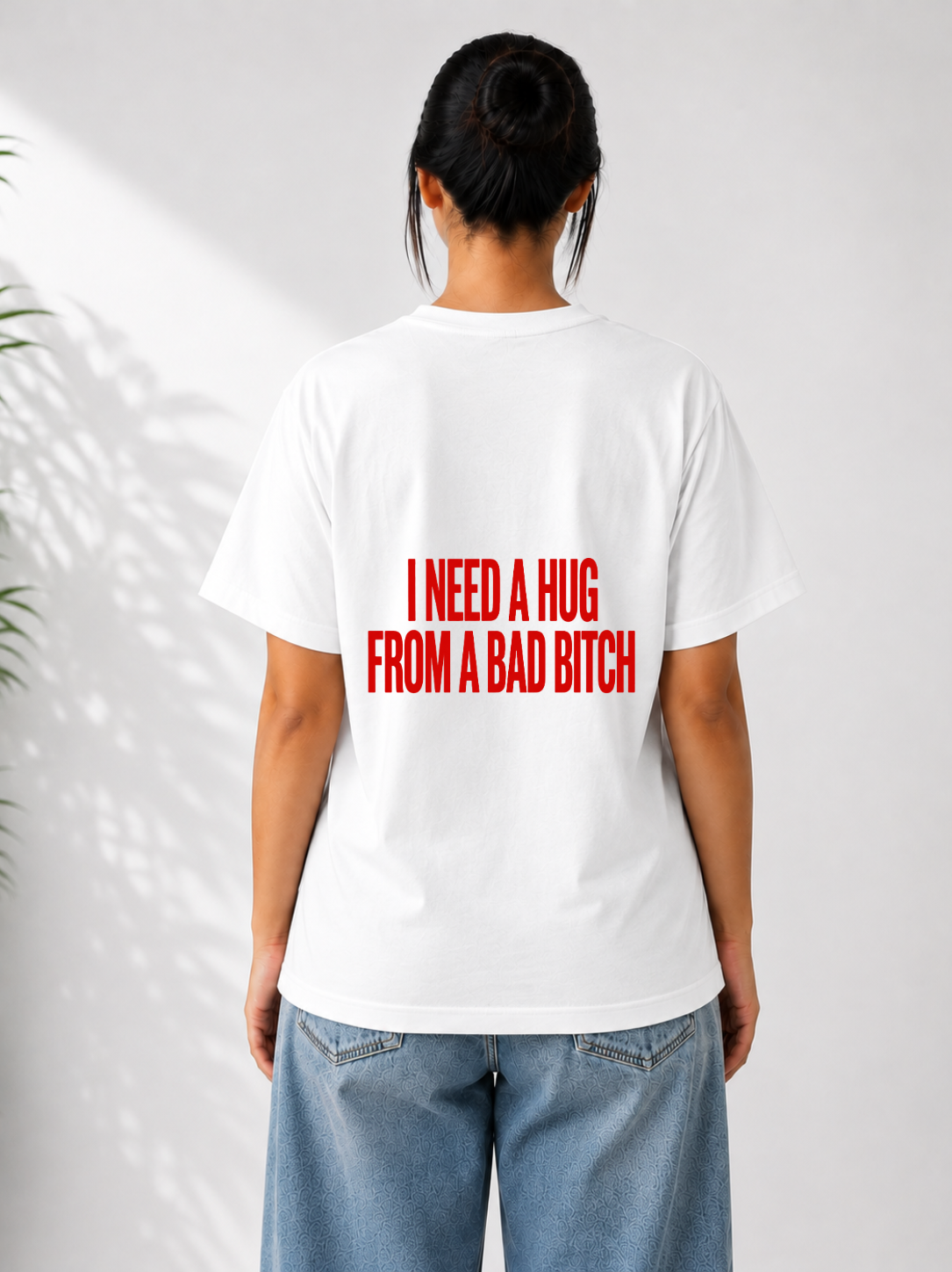 Hug Me, I’m Trouble Tee — White / Black