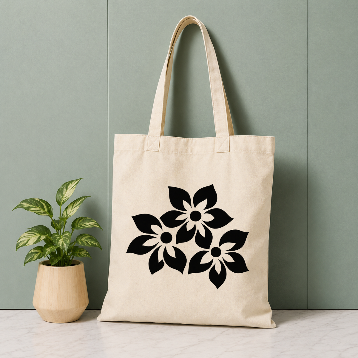 Black Blossom Tote