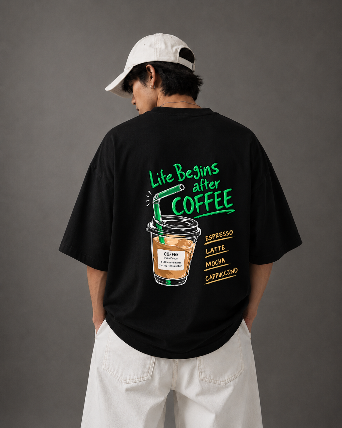 Life Begins After Coffee Tee — Black