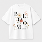 Bloom Typography Front Print Oversized Tee | White