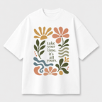 Take Your Time Front Print Oversized Tee | Black & White