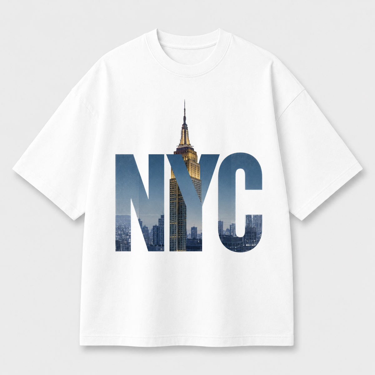 NYC Skyline Front Print Oversized Tee | Black & White