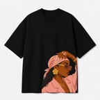 Pink Street Muse Front Print Oversized Tee | Black & White