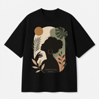Tropical Soul Front Print Oversized Tee | Black & White