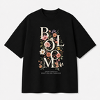 Bloom Floral Front Print Oversized Tee | Black