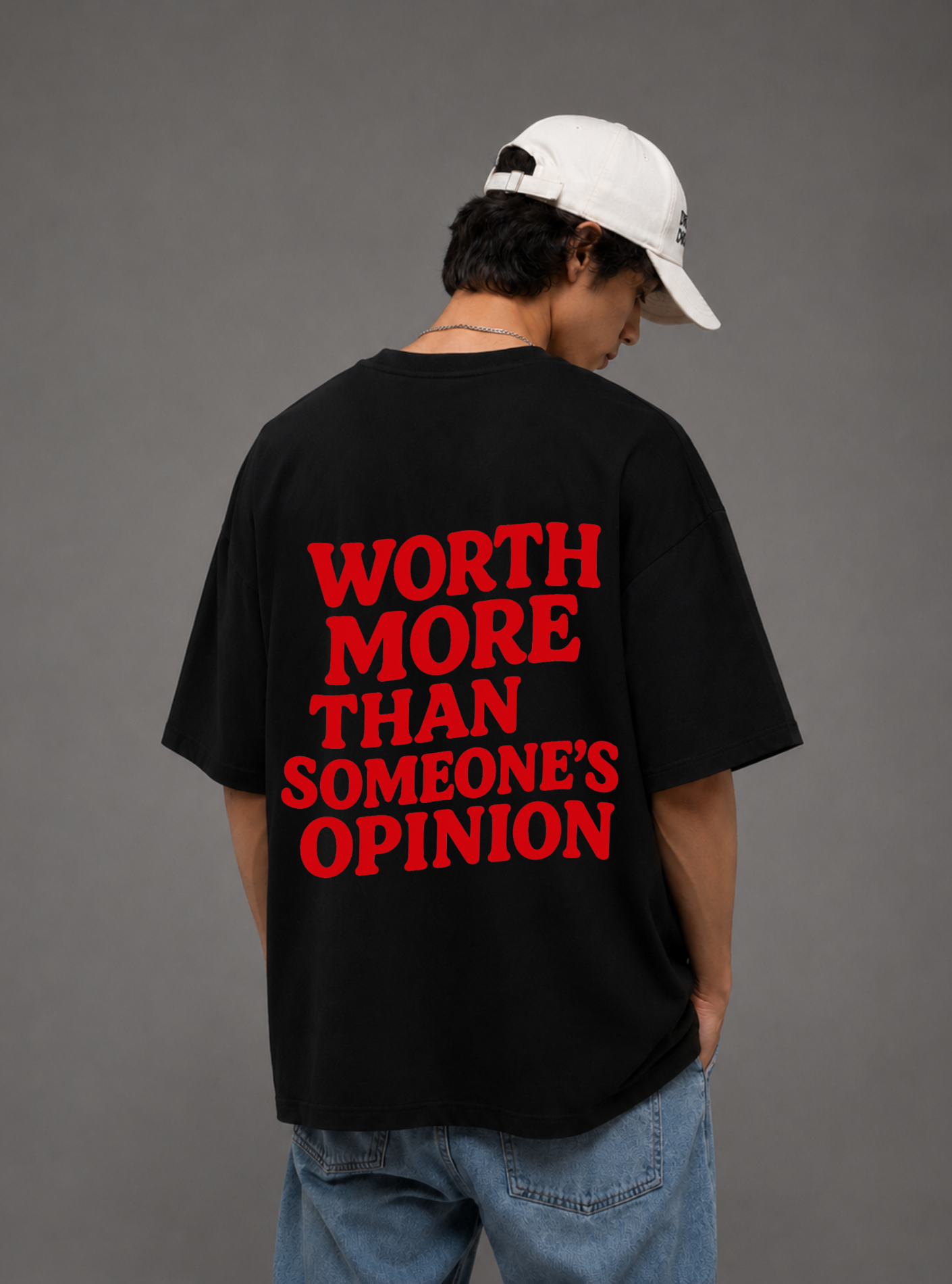 Worth More Than Someone's Opinion Tee — Black / White