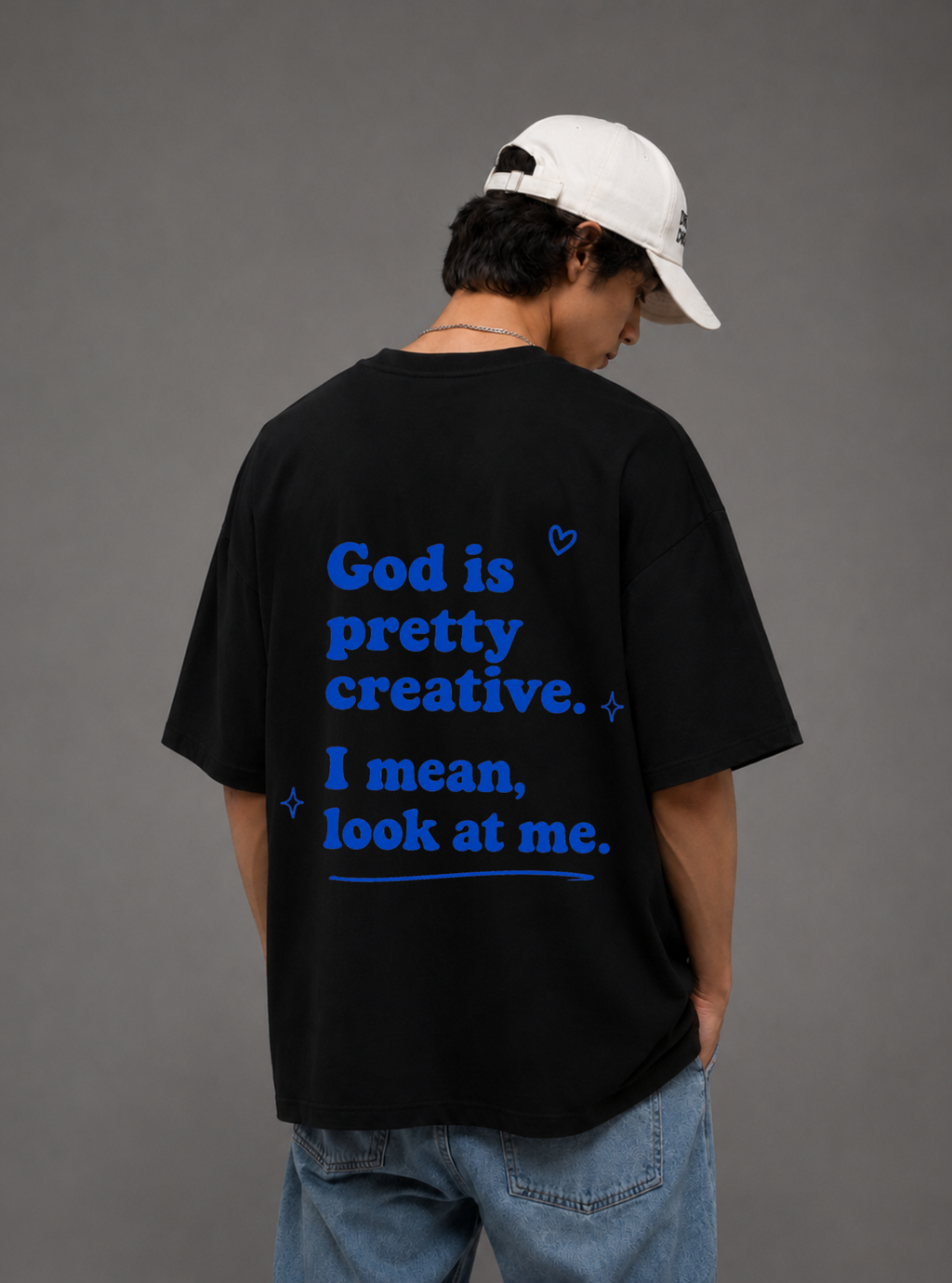 God Is Pretty Creative Tee — Black / White