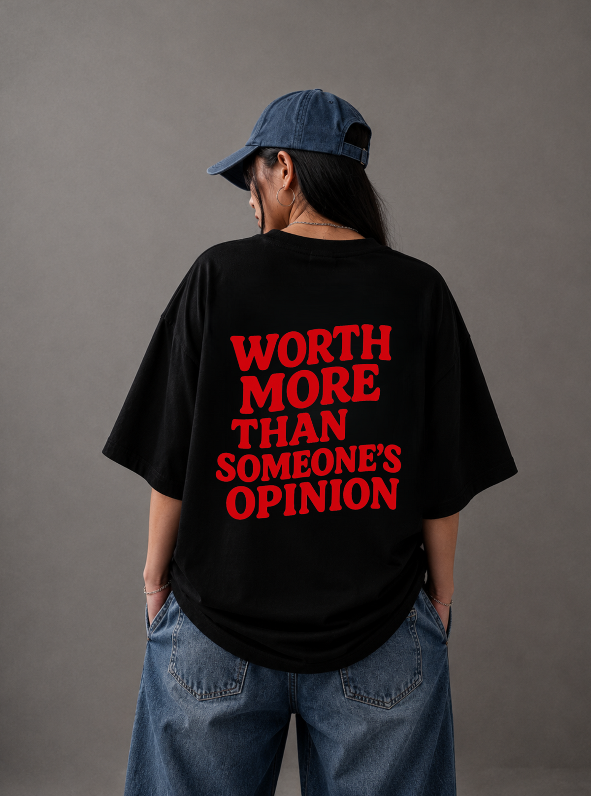 Worth More Than Someone's Opinion Tee — Black / White