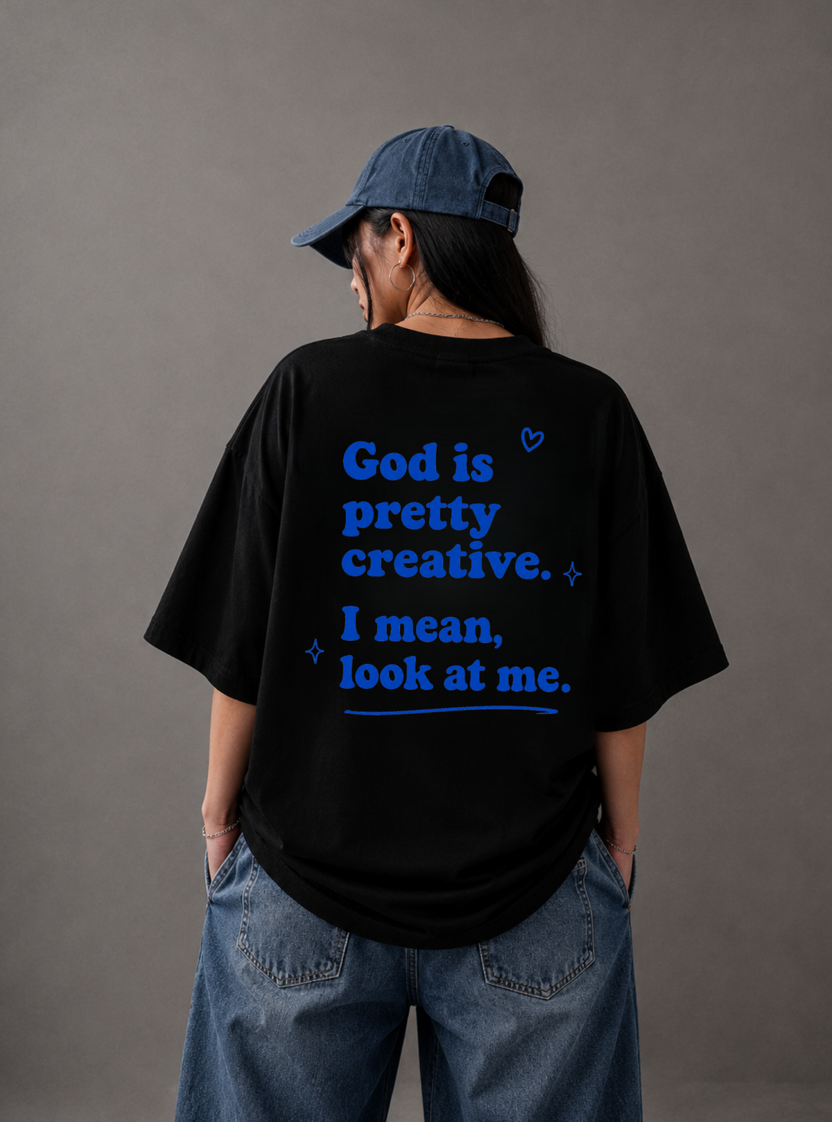 God Is Pretty Creative Tee — Black / White