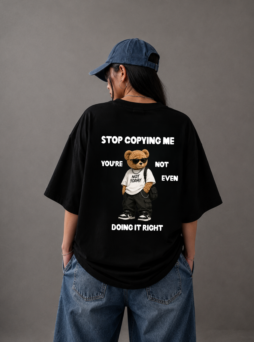 Stop Copying Me Tee — Black / White