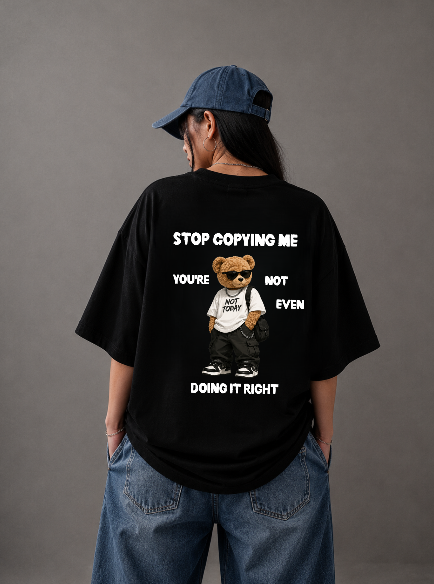 Stop Copying Me Tee — Black / White