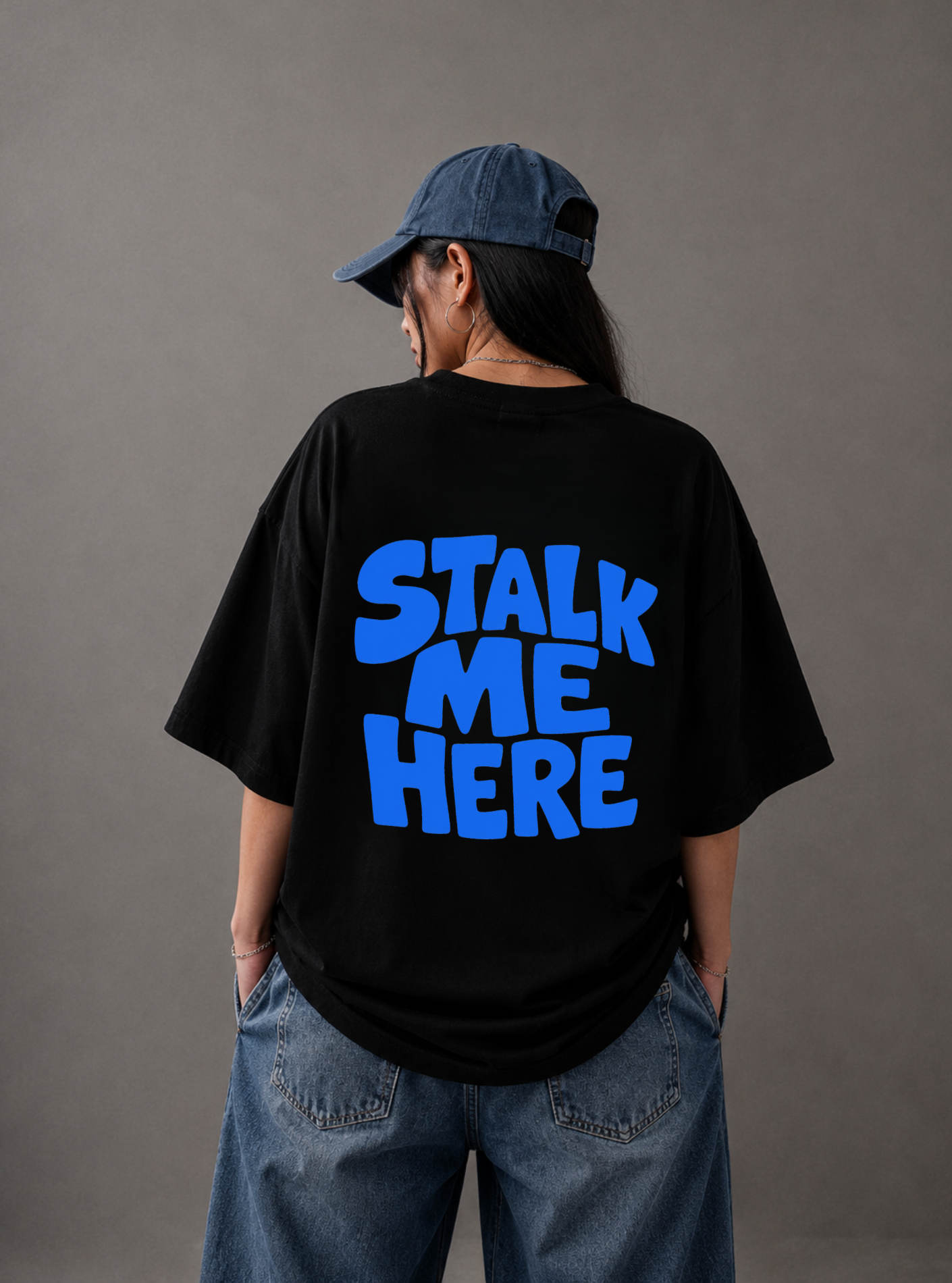Stalk Me Here Graphic Tee — Black / White