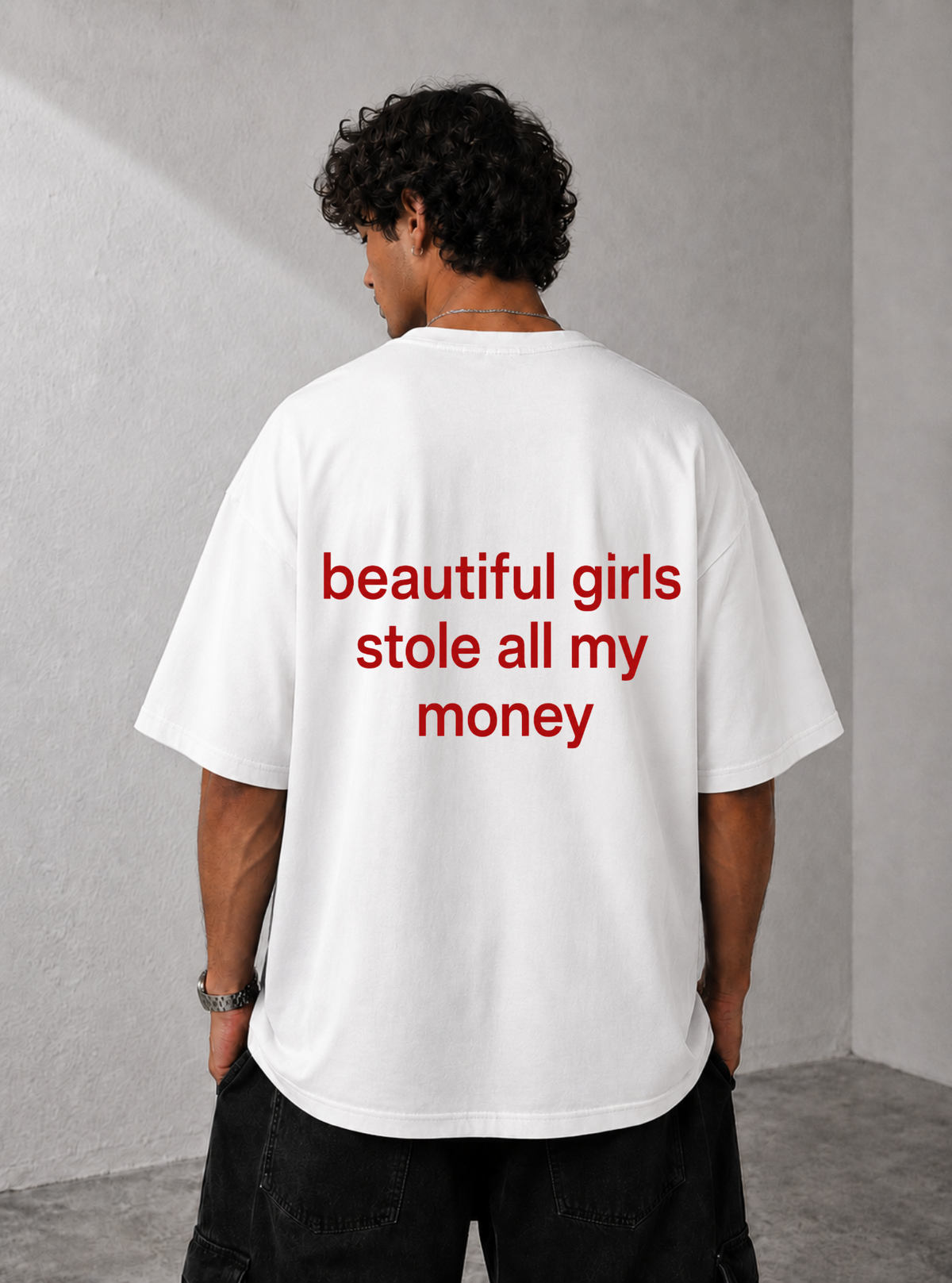 Beautiful Girls Stole All My Money Tee — Black / White