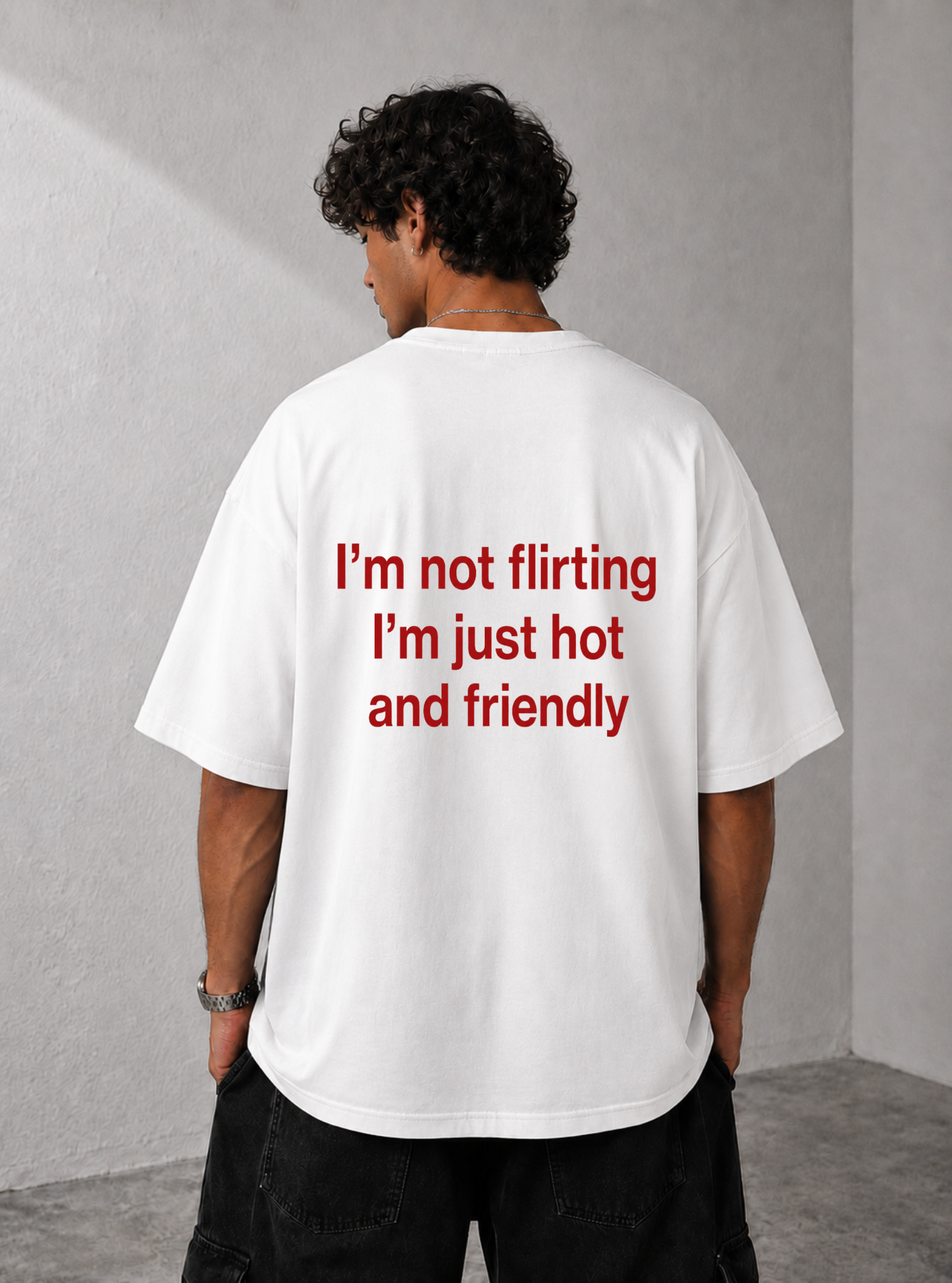 I'm Not Flirting, I'm Just Hot and Friendly Tee — Black / White