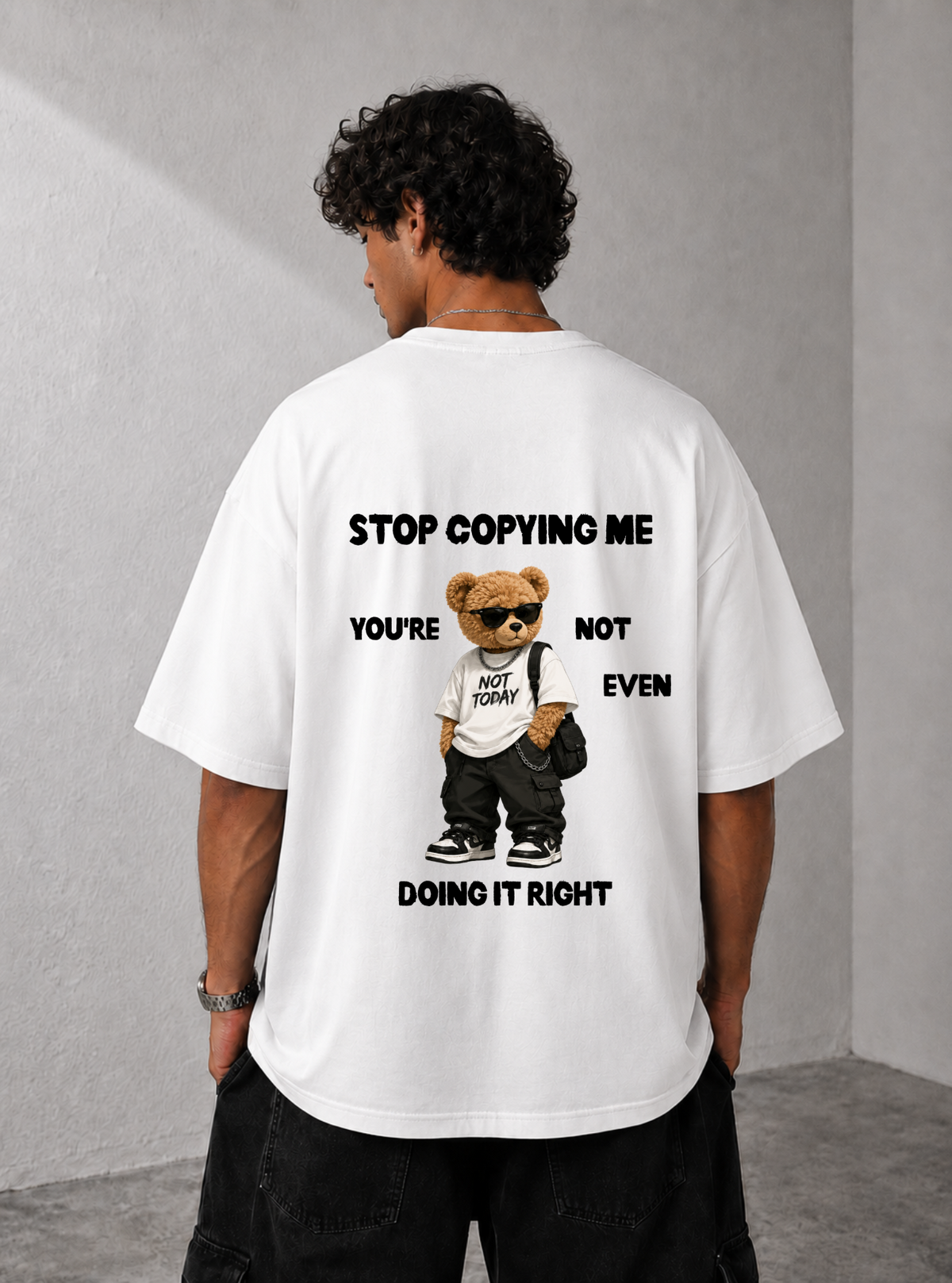 Stop Copying Me Tee — Black / White