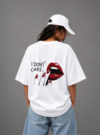 I Don't Care Graphic Tee — White