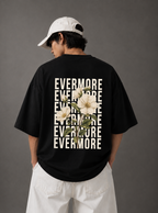 Evermore Floral Back Print Oversized Tee | Black & White