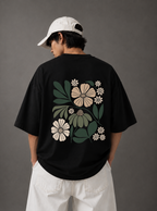 Botanical Garden Back Print Oversized Tee | Black & White