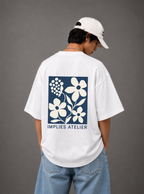 Implies Atelier Signature Floral Back Print Oversized Tee | Black & White