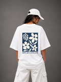 Implies Atelier Signature Floral Back Print Oversized Tee | Black & White