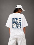 Implies Atelier Signature Floral Back Print Oversized Tee | Black & White