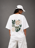 Botanical Garden Back Print Oversized Tee | Black & White