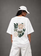 Botanical Garden Back Print Oversized Tee | Black & White