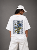 Evermore Floral Back Print Oversized Tee | Black & White