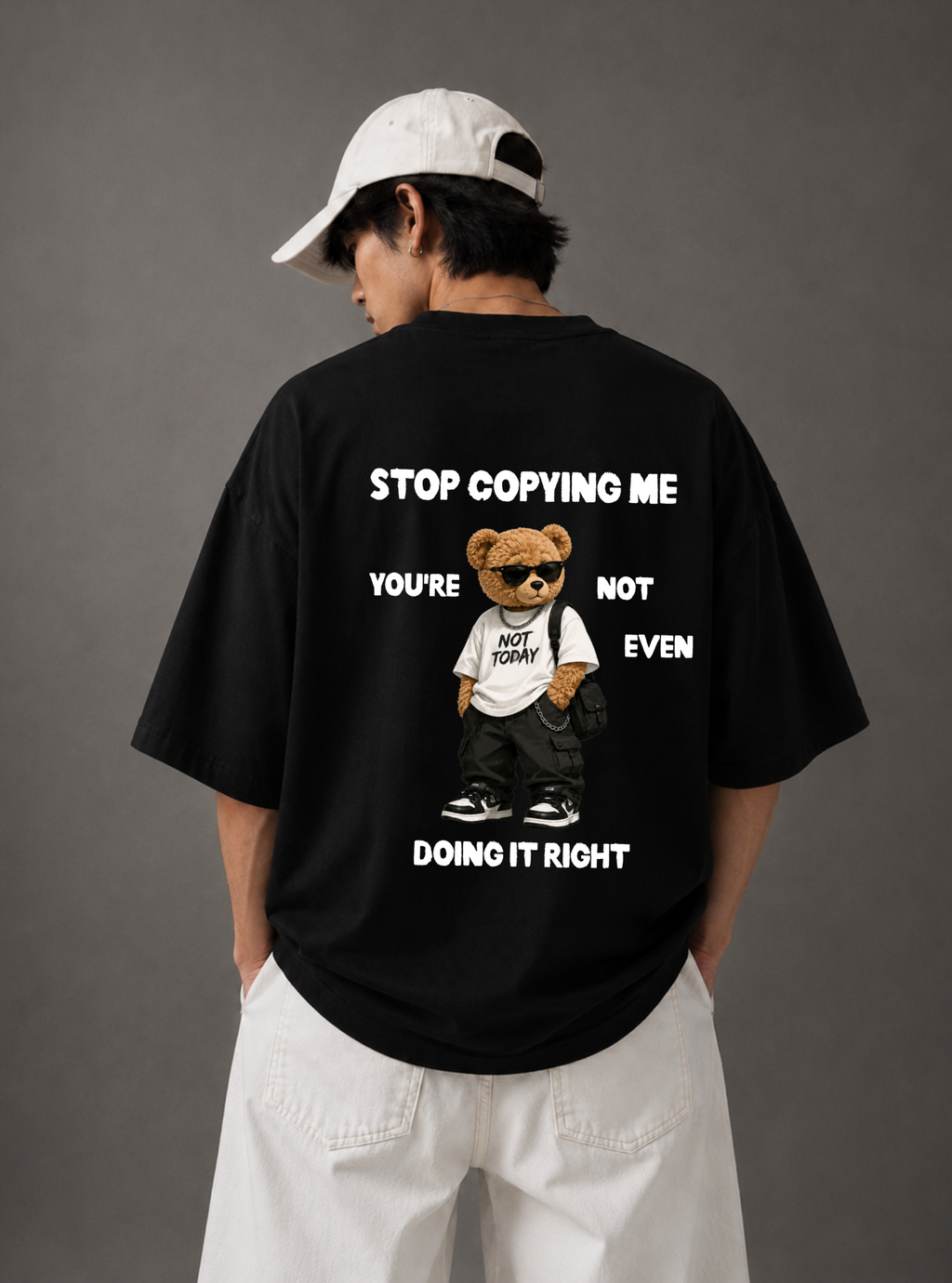 Stop Copying Me Tee — Black / White