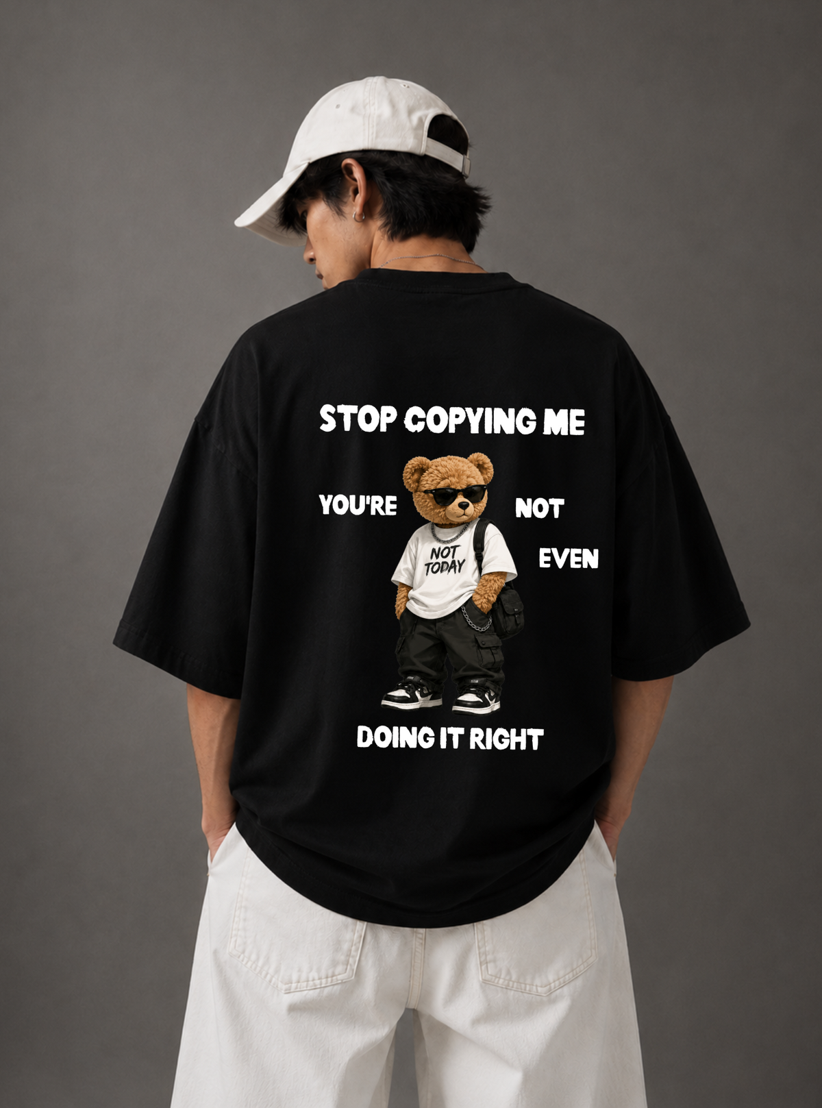 Stop Copying Me Tee — Black / White
