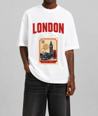 London City Icons Front Print Oversized Tee – Black / White