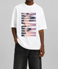 Miami Sunset Front Print Oversized Tee | White