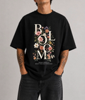 Bloom Floral Front Print Oversized Tee | Black