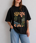 Take Your Time Front Print Oversized Tee | Black & White