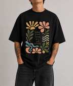 Take Your Time Front Print Oversized Tee | Black & White