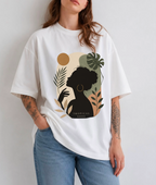 Tropical Soul Front Print Oversized Tee | Black & White