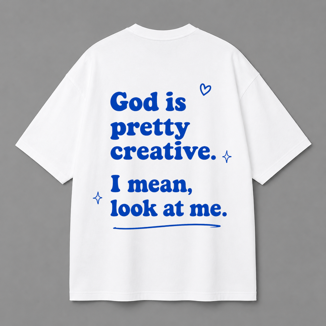 God Is Pretty Creative Tee — Black / White