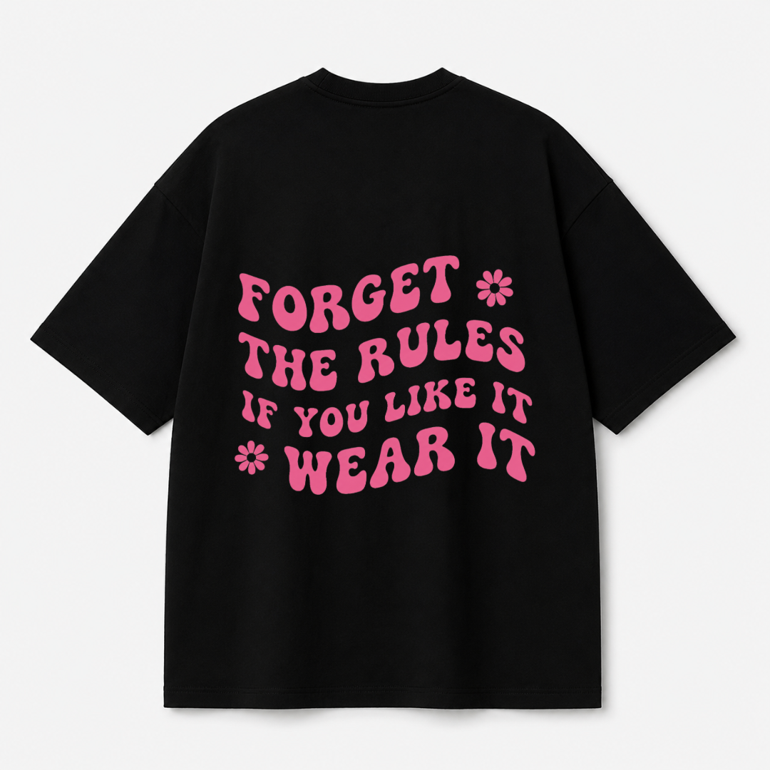 Forget The Rules Tee — Black / White