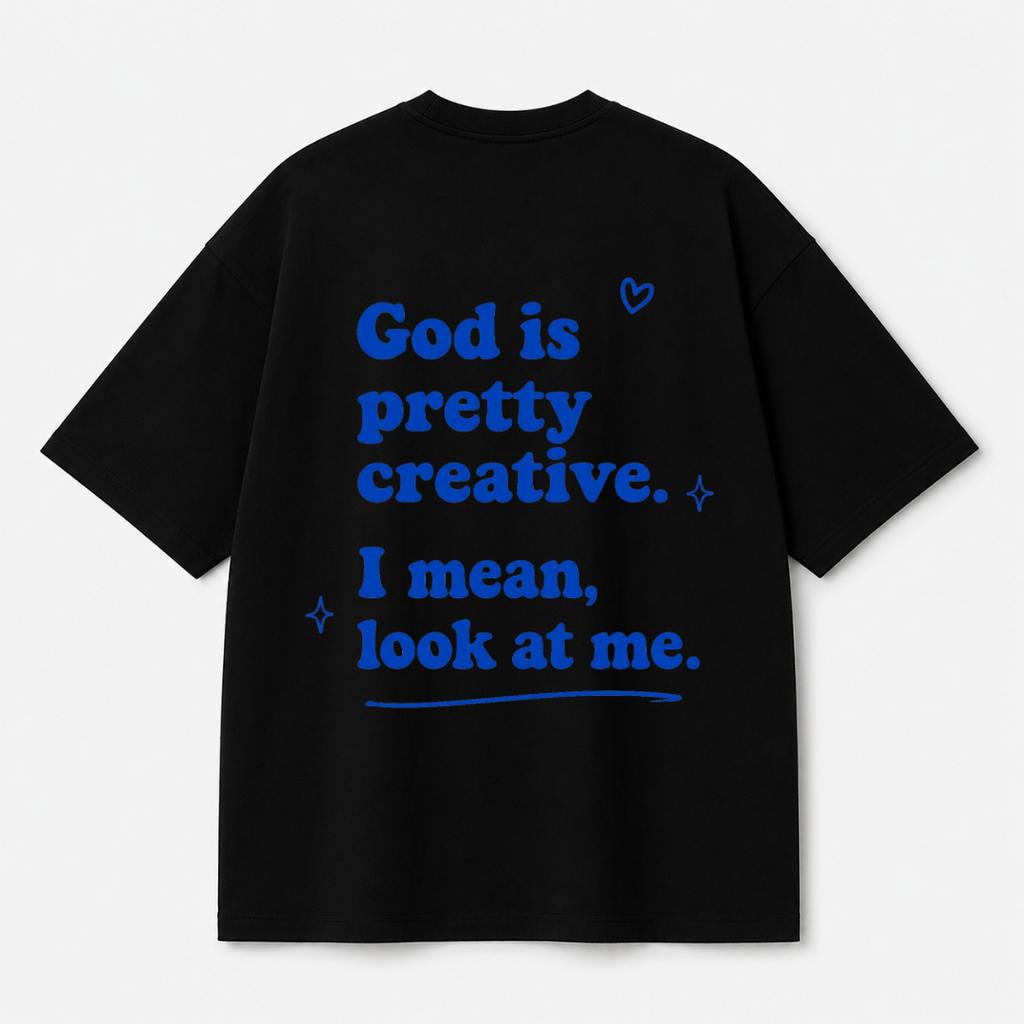 God Is Pretty Creative Tee — Black / White