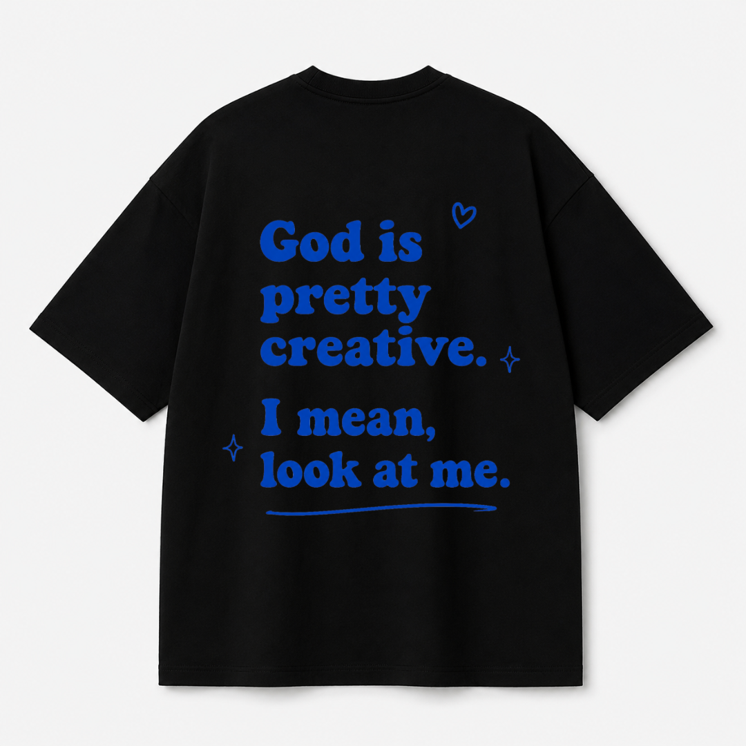 God Is Pretty Creative Tee — Black / White