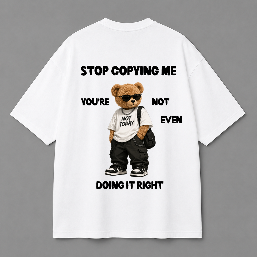 Stop Copying Me Tee — Black / White