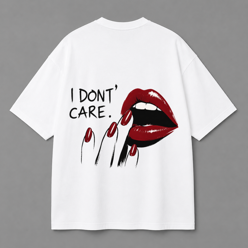 I Don't Care Graphic Tee — White