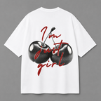 I'm Just Girl Cherry Graphic Tee — Black / White