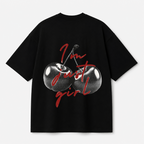 I'm Just Girl Cherry Graphic Tee — Black / White
