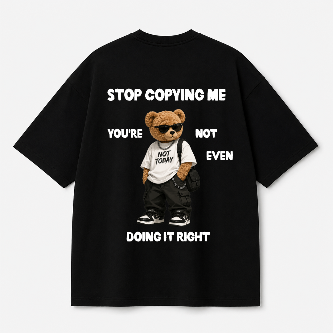 Stop Copying Me Tee — Black / White