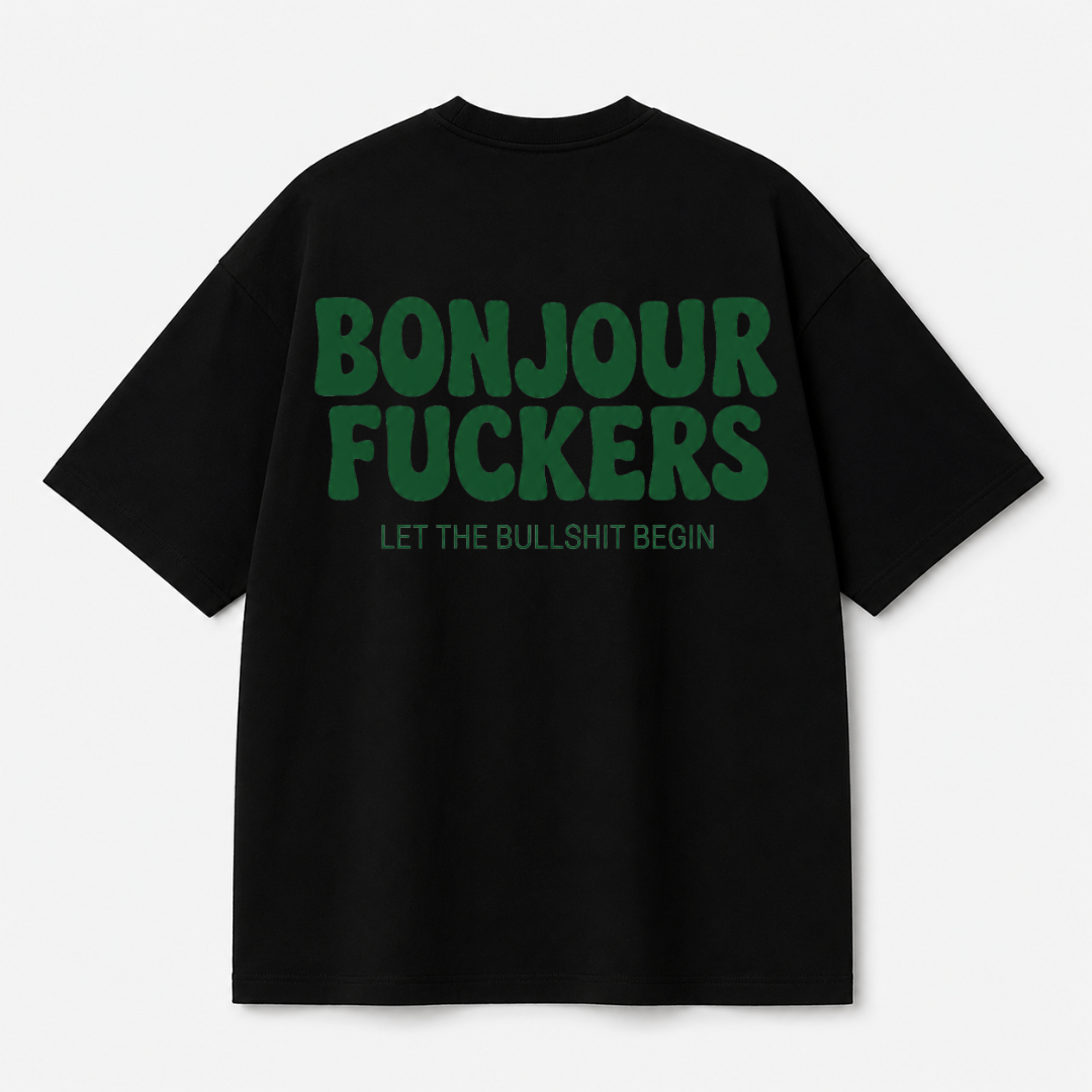 Bonjour F*ckers Tee — Black / White