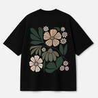 Botanical Garden Back Print Oversized Tee | Black & White