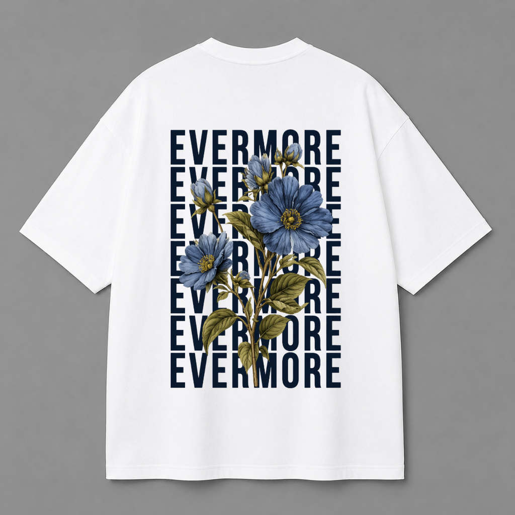 Evermore Floral Back Print Oversized Tee | Black & White