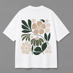 Botanical Garden Back Print Oversized Tee | Black & White
